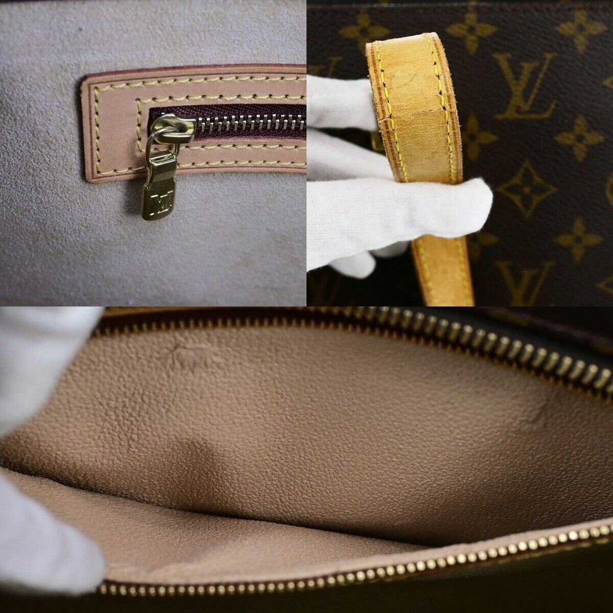 LOUIS VUITTON Logo Luco Shoulder Tote Bag Monogram Leather Brown M51155 84ED409