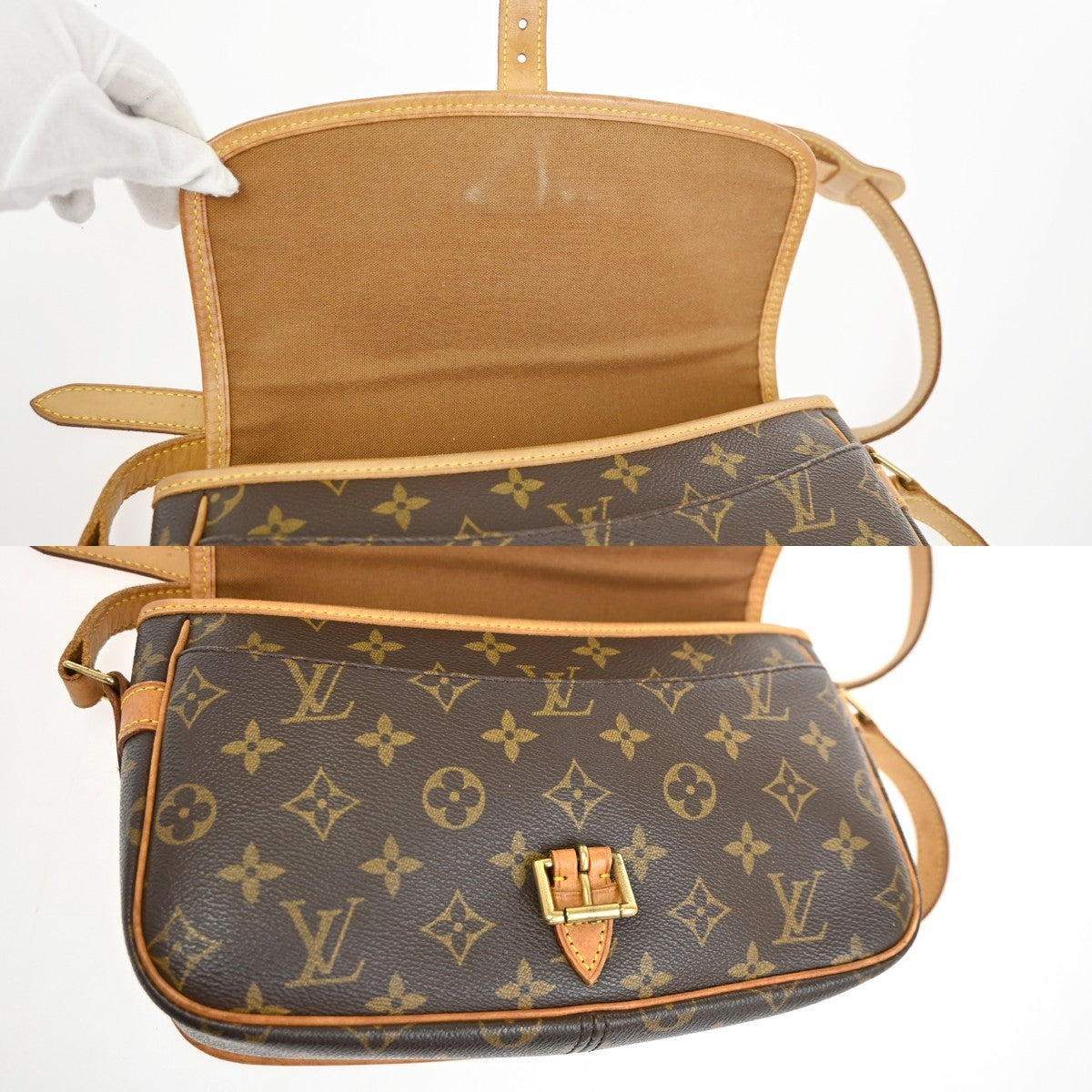 LOUIS VUITTON Sologne Shoulder Bag Monogram Leather Brown France M42250 22YJ164