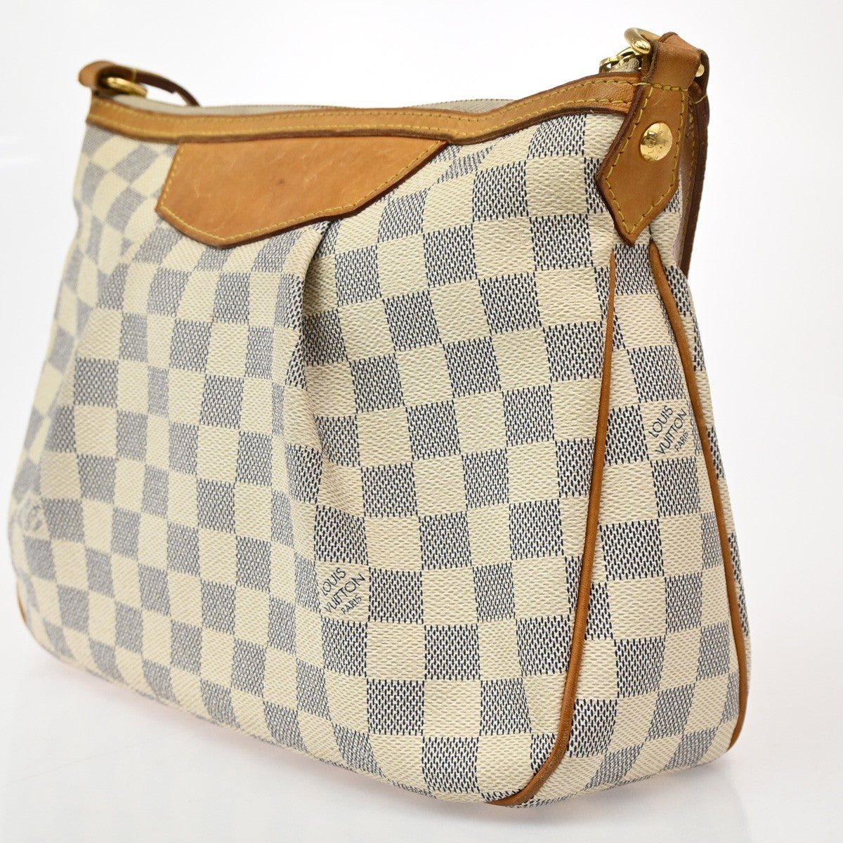 LOUIS VUITTON Siracusa PM Shoulder Bag Damier Azur Leather White N41113 16KB689