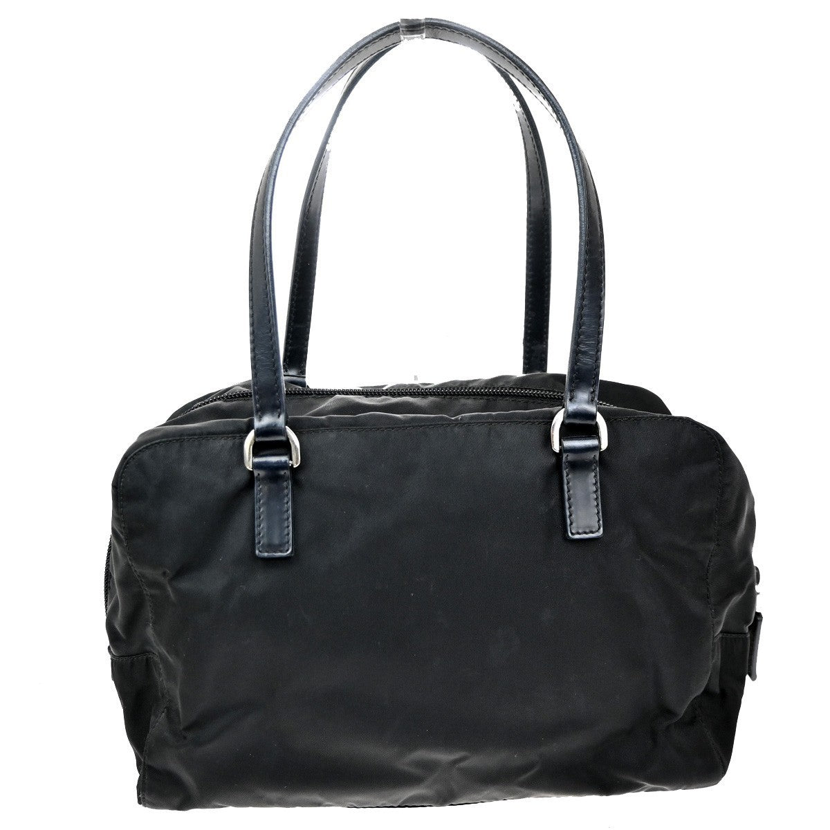 PRADA MILANO Logo Tessuto Hand Bag Nylon Leather Black SHW Italy 33CA503