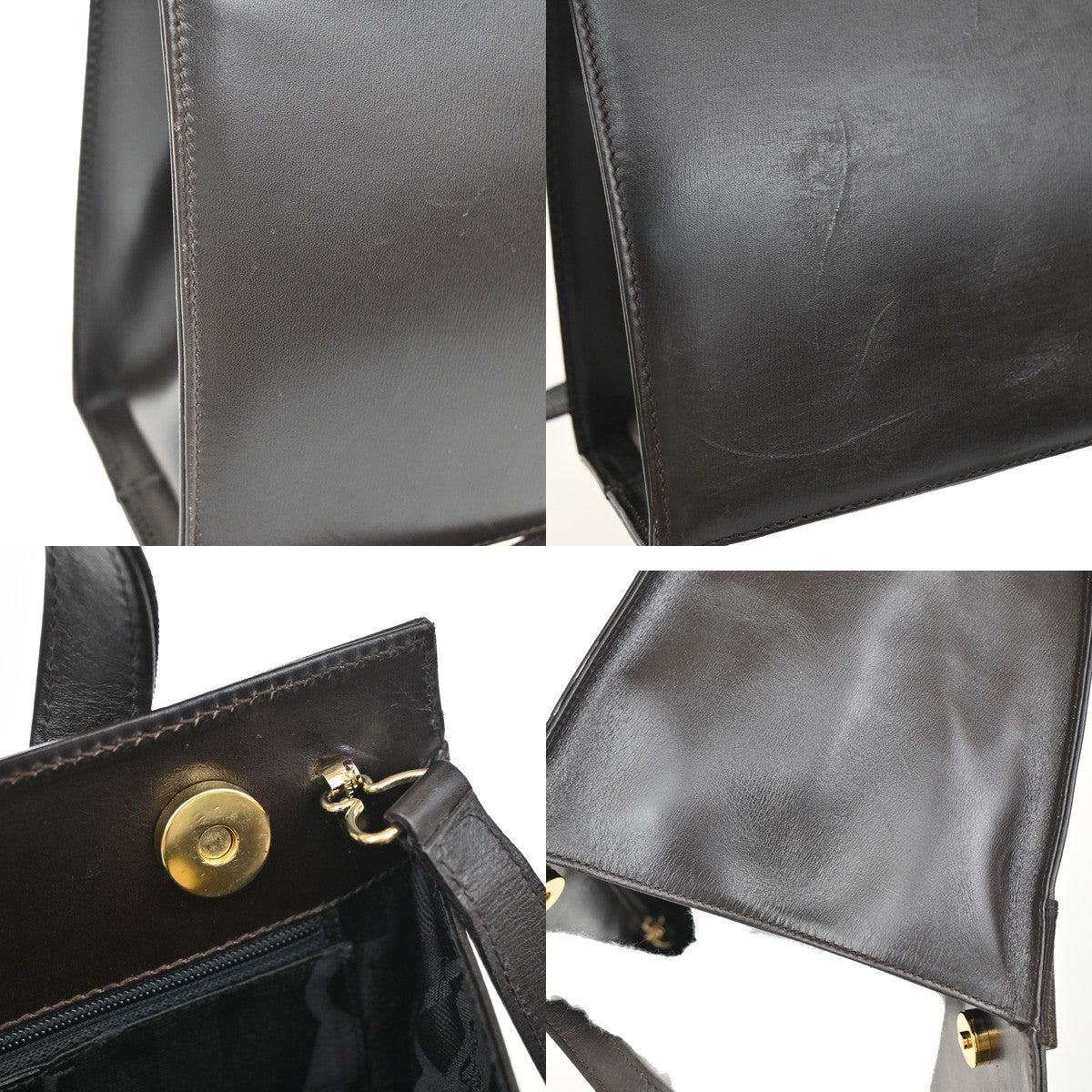 SALVATORE FERRAGAMO Vara Hand Bag Canvas Leather Brown GHW Italy 36EF388