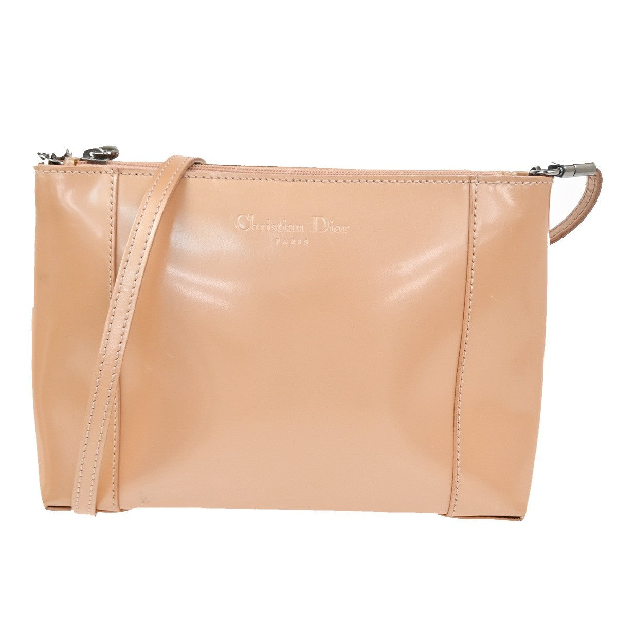CHRISTIAN DIOR  Crossbody Shoulder Bag Patent Leather Beige SHW Italy 05CA914