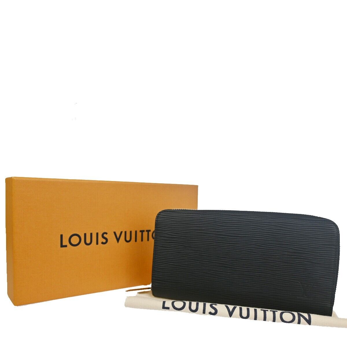LOUIS VUITTON LV Logo Long Zippy Wallet Purse Epi Leather Black France 70GA629