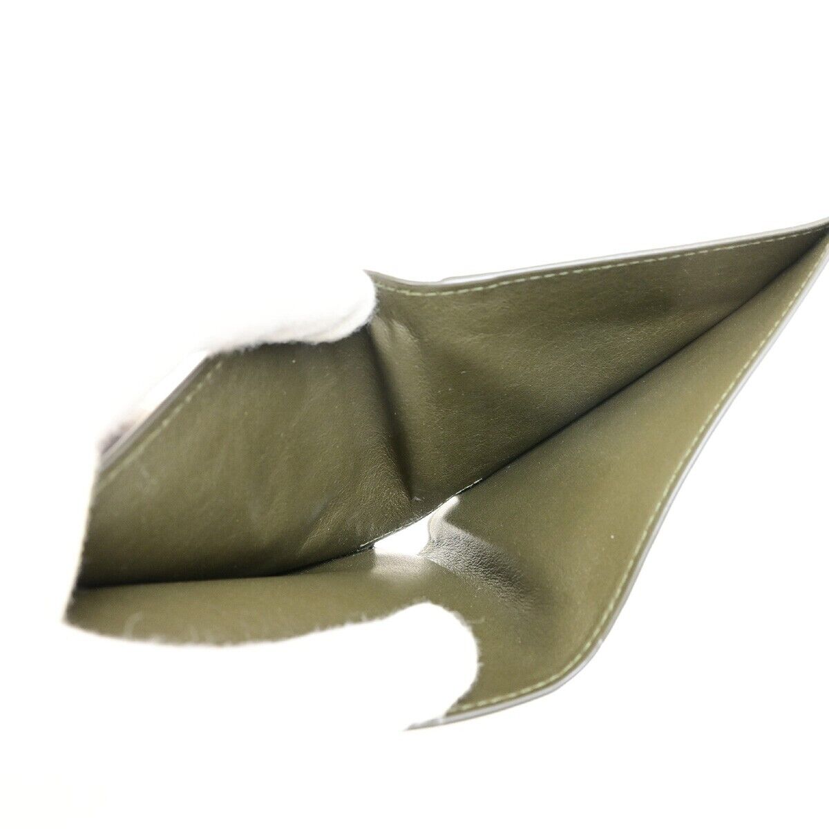 BOTTEGA VENETA Logo Bifold Compact Wallet Leather Khaki Green Italy 36FB223