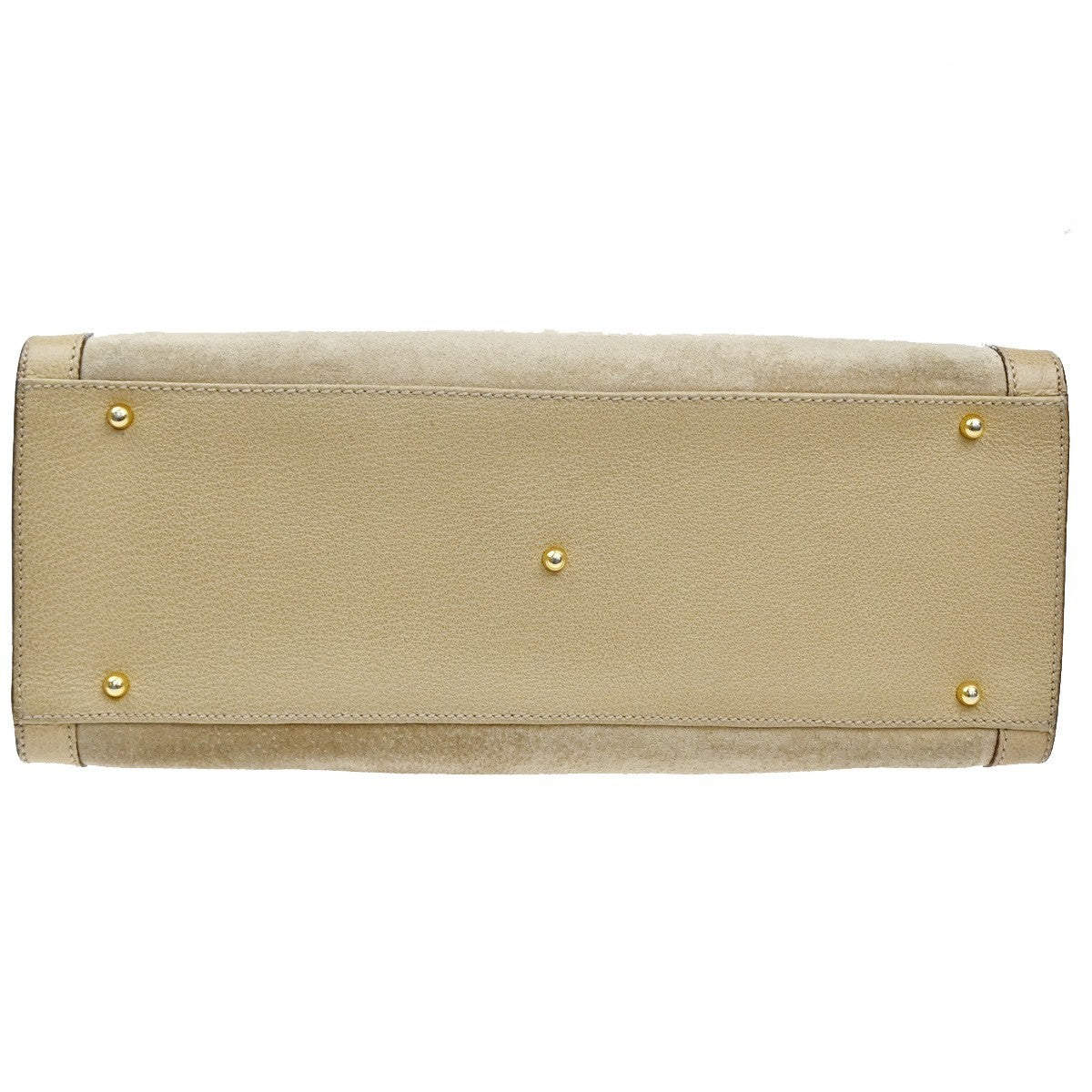 GUCCI Logo Bamboo Handle Tote Hand Bag Suede Leather Beige GHW Italy 38MA593