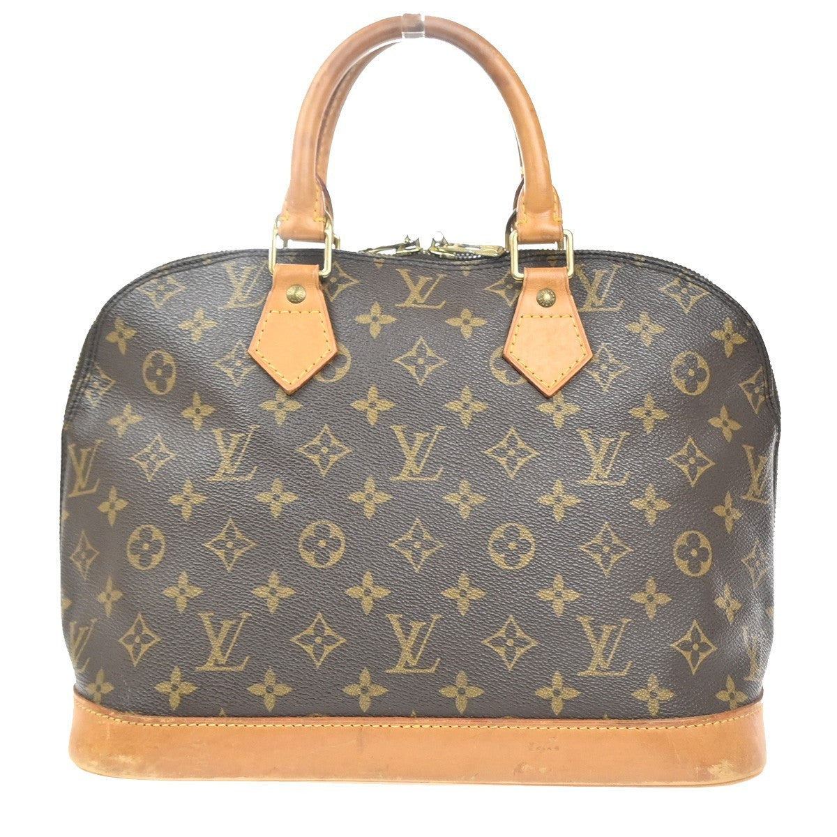 LOUIS VUITTON LV Logo Alma Hand Bag Monogram Leather Brown France M51130 73MA512