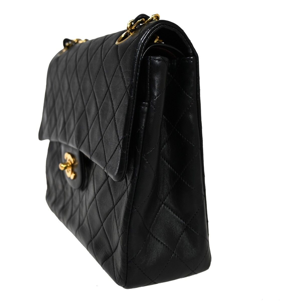 CHANEL CC Matelasse 25 Chain Shoulder Bag Leather Black GHW Vintage 343RH834