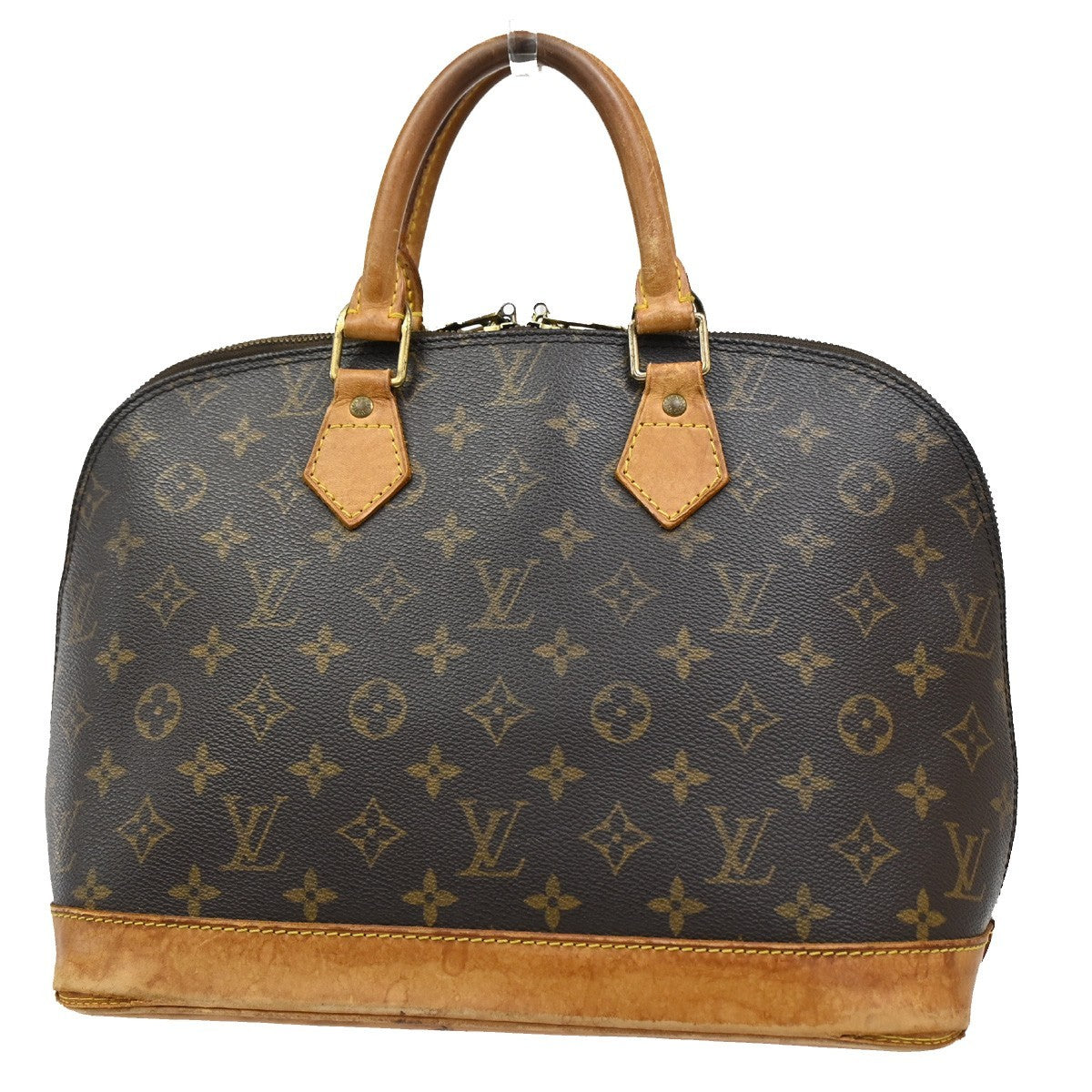LOUIS VUITTON LV Logo Alma Hand Bag Monogram Leather Brown France M51130 67DA178