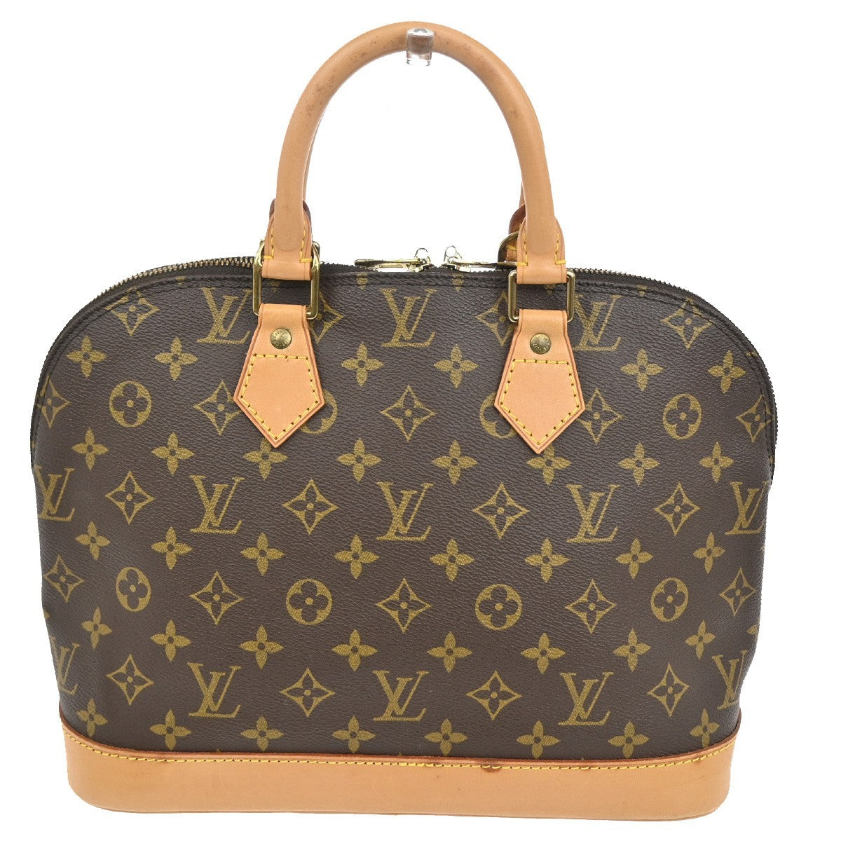 LOUIS VUITTON LV Logo Alma Hand Bag Monogram Leather Brown France M51130 11TA326