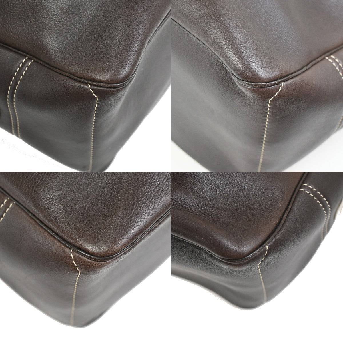 CELINE Logo Boogie Stitch Detail Hand Tote Bag Leather Brown GHW Italy 35ZA347