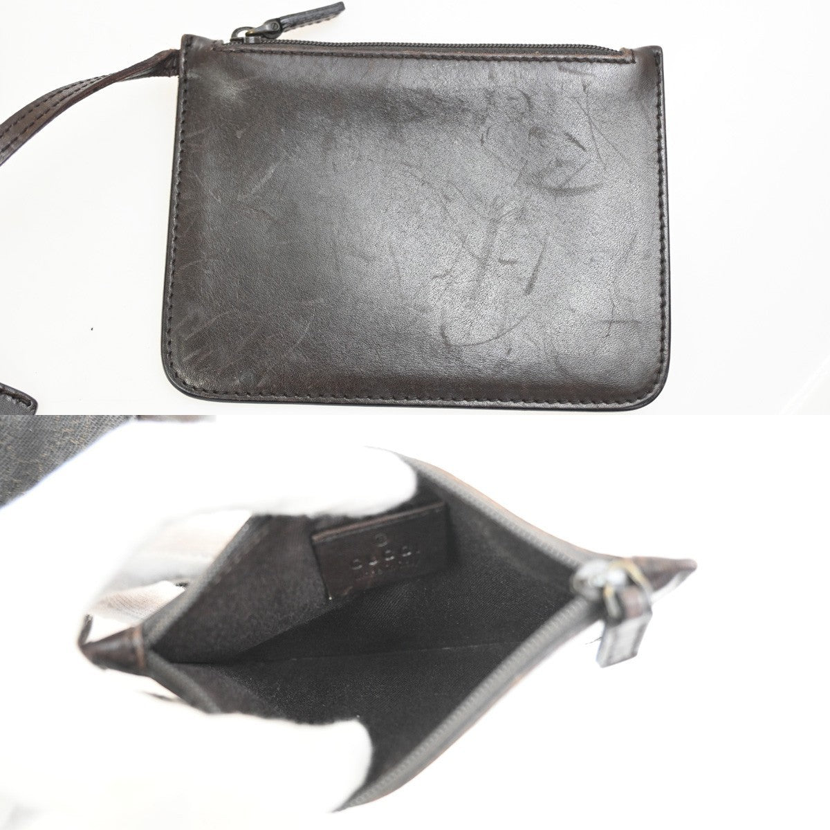 GUCCI Logo GG Pattern Shoulder Bag Canvas Leather Brown SHW Italy 04TA603