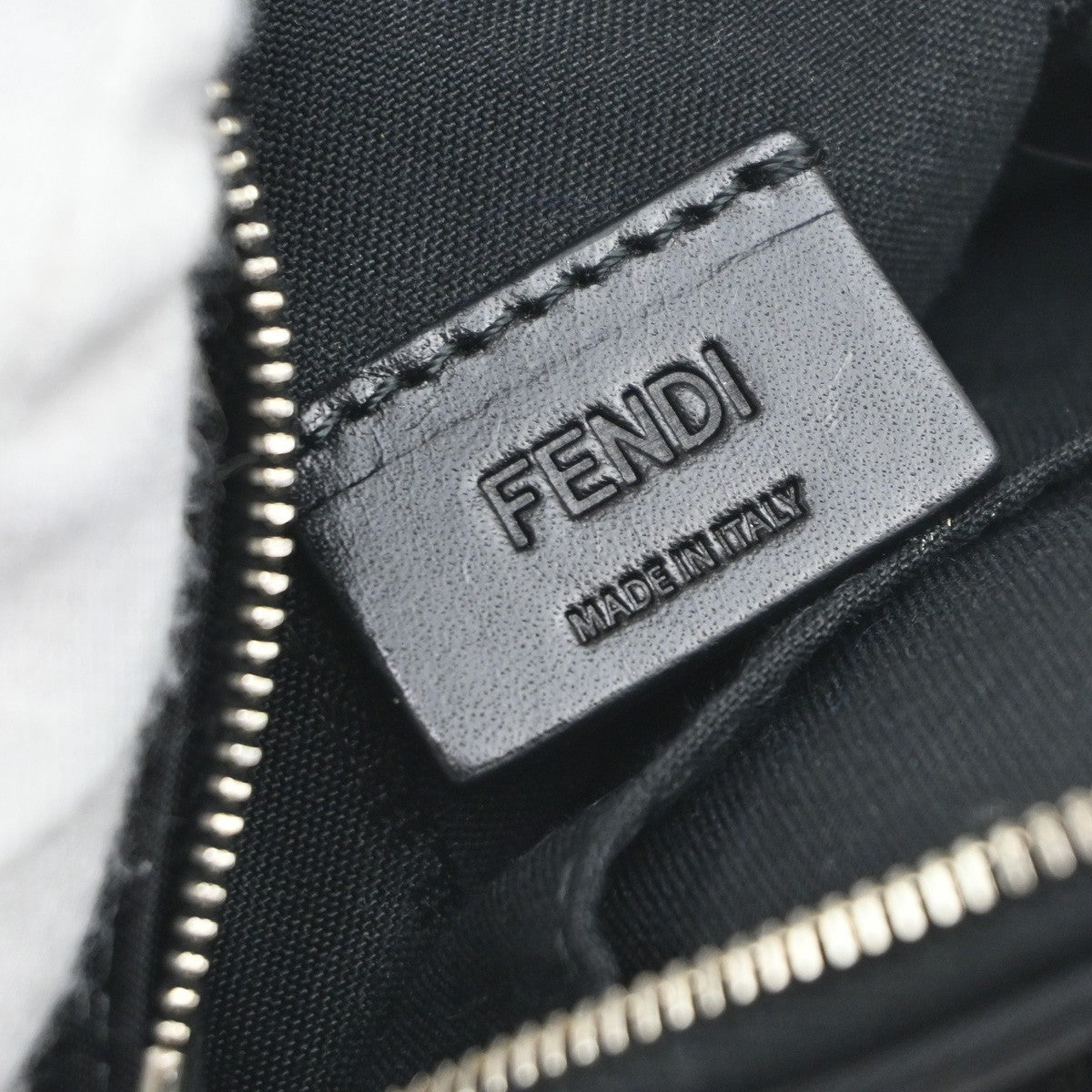 FENDI Karlito Backpack Bag Key Chain Charm Pouch Nylon Leather Fur Black 31KP339