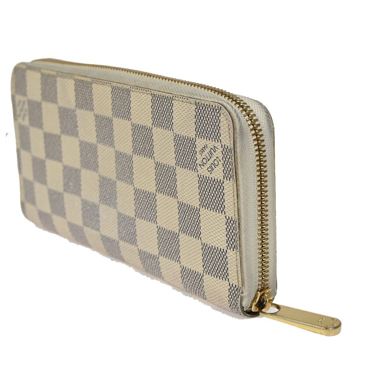 LOUIS VUITTON Long Zippy Wallet Purse Damier Azur Leather White N60019 32SH751
