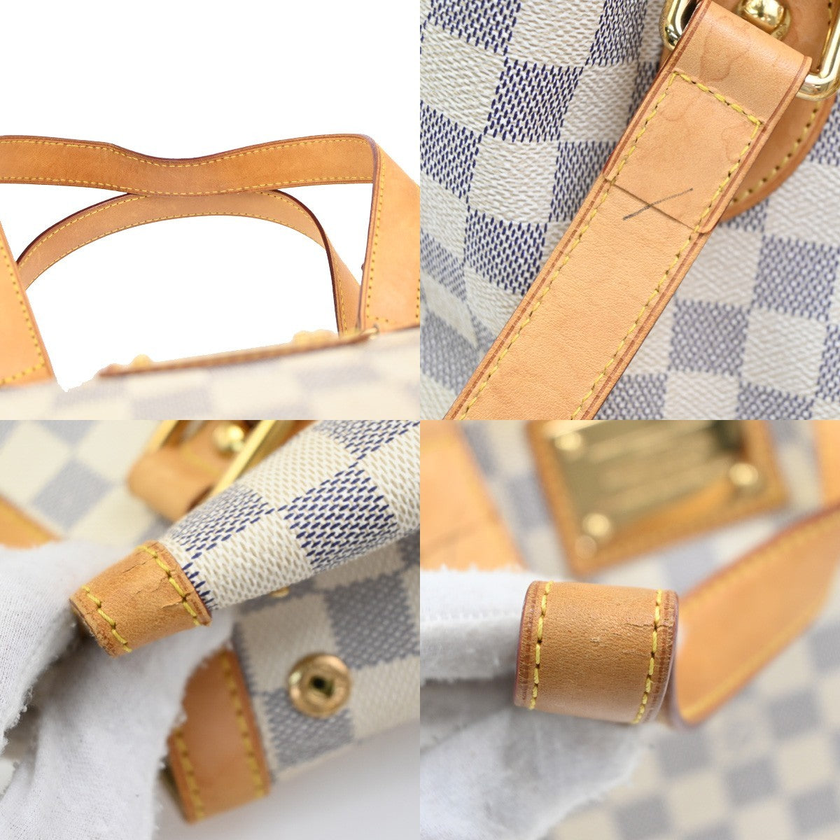 LOUIS VUITTON Hampstead PM Shoulder Bag Damier Azur Leather White N51207 18PA107