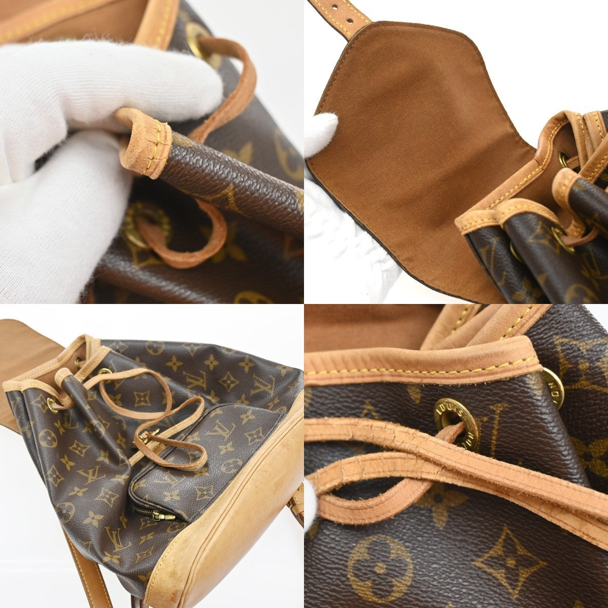 LOUIS VUITTON Montsouris MM Backpack Bag Monogram Leather Brown M51136 11SA090