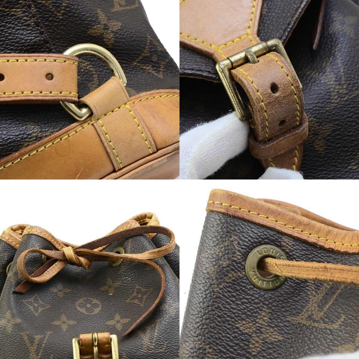 LOUIS VUITTON Montsouris MM Backpack Bag Monogram Leather Brown M51136 77ED313