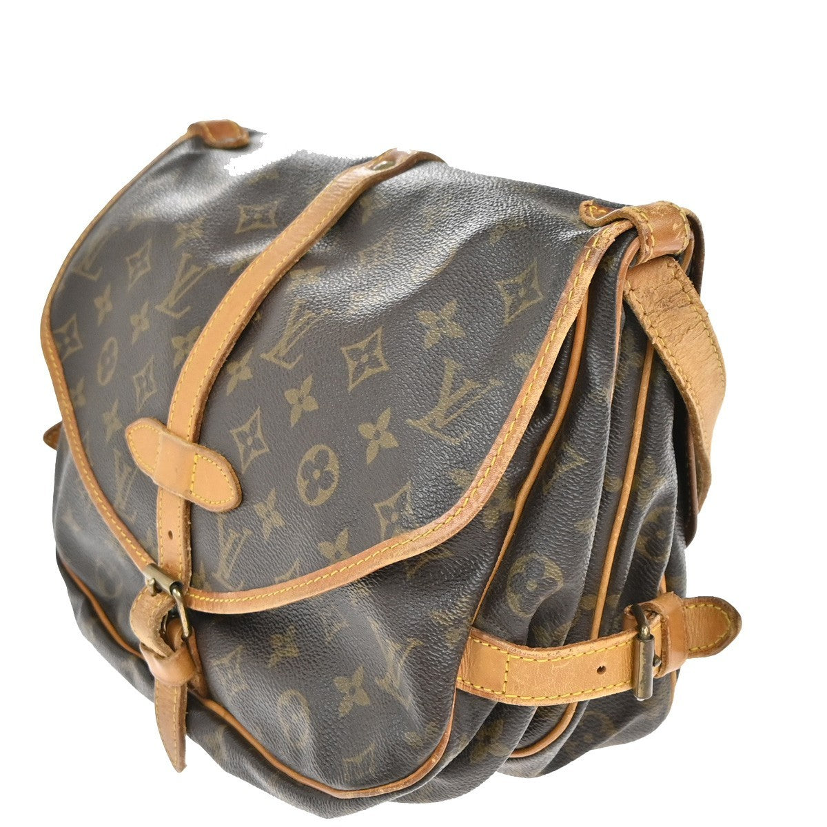 LOUIS VUITTON Logo Saumur 30 Shoulder Bag Monogram Leather Brown M42256 87EG368