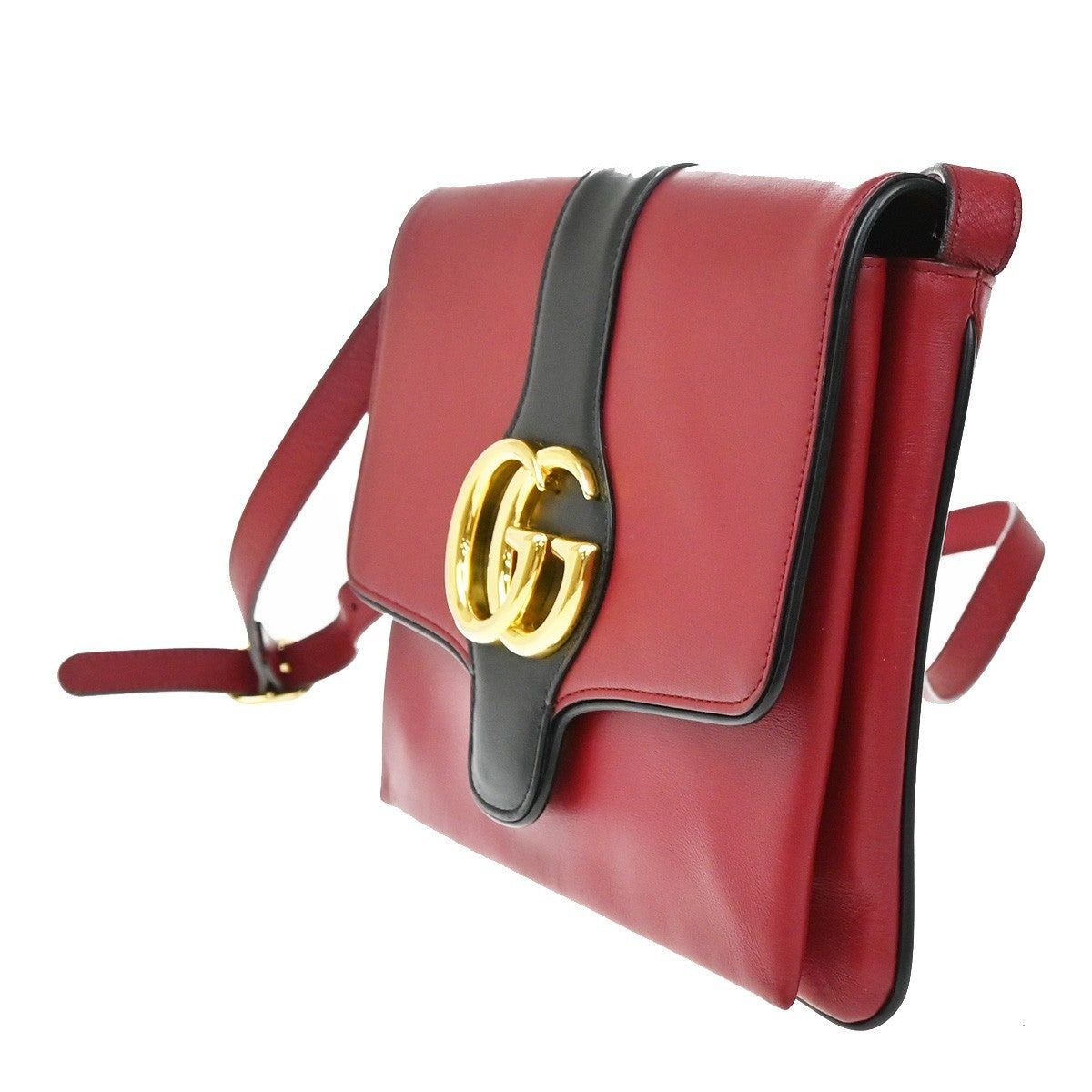 GUCCI Logo GG Marmont Ally Shoulder Bag Leather Red GHW 74KP184