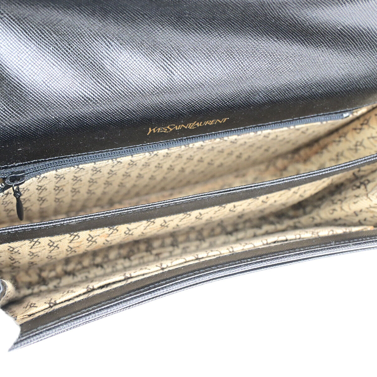 YVES SAINT LAURENT YSL Logo Shoulder Bag Leather Black GHW 83YG375