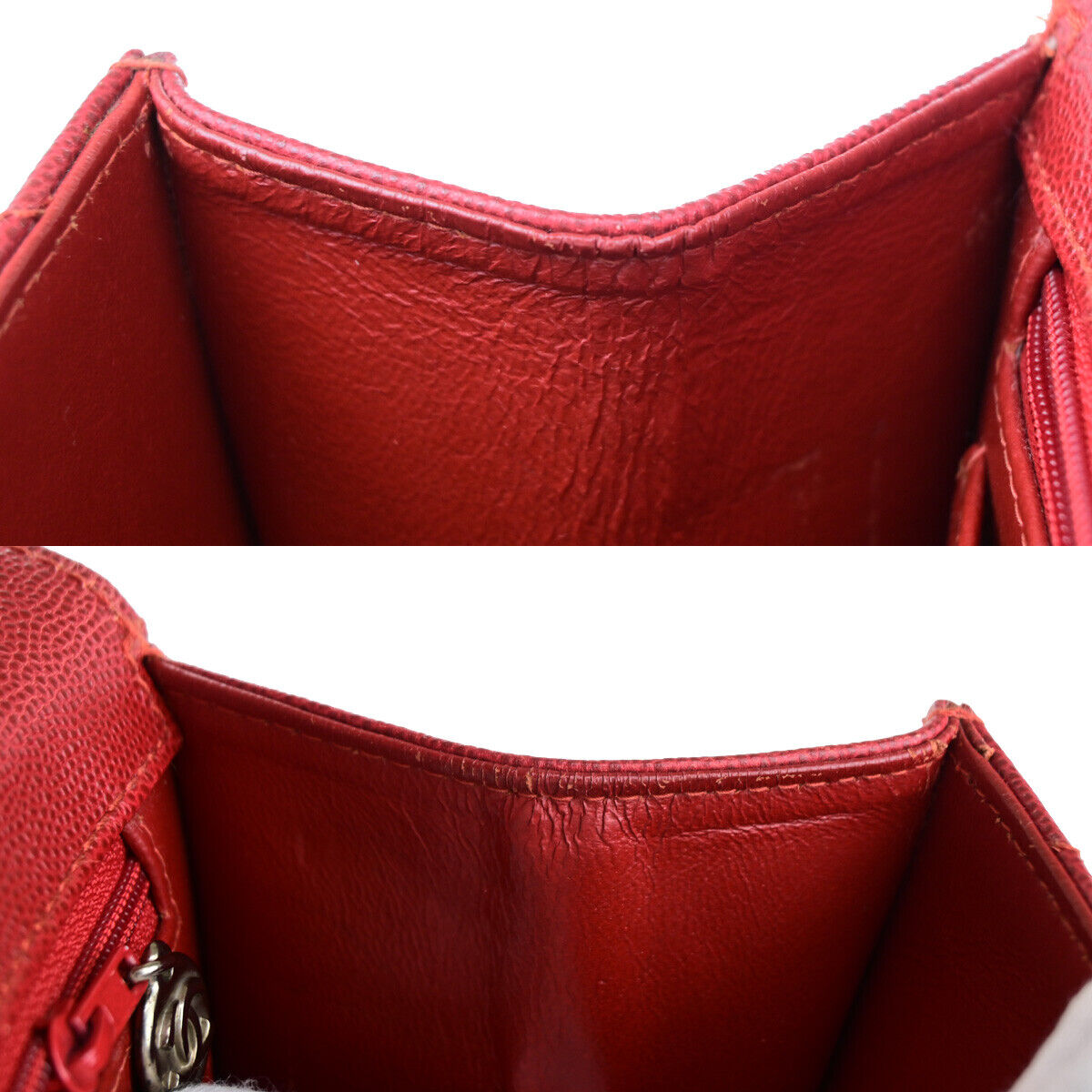 CHANEL CC Matelasse Hand Bag Grained Calfskin Leather Red SHW Vintage 626RK692