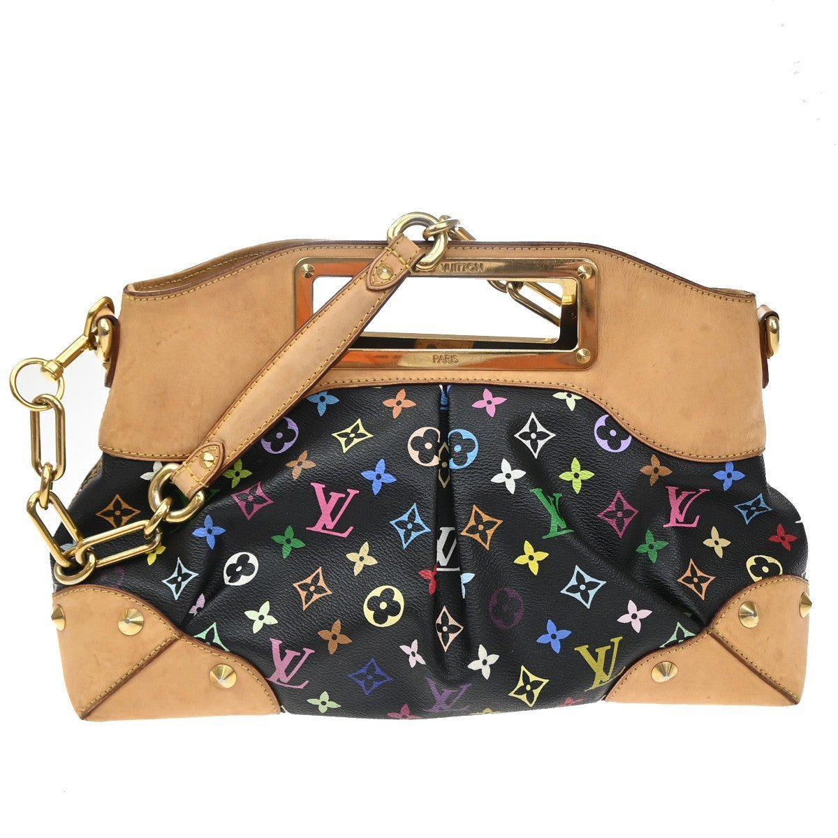 LOUIS VUITTON Judy MM Multicolor Monogram 2Way Chain Bag Black M40256 46SA092
