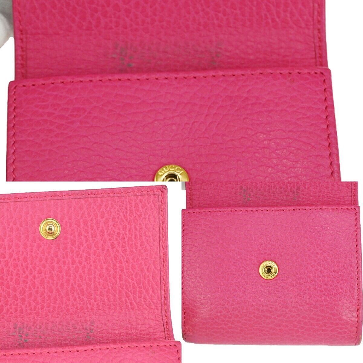 GUCCI Marmot GG Logos Bifold Wallet Purse Leather Pink Made In Italy 66SG797