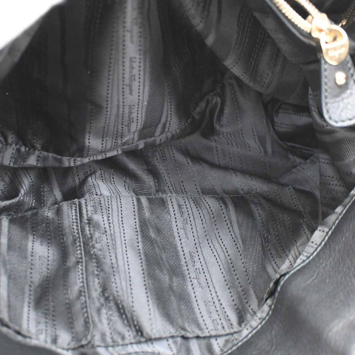 SALVATORE FERRAGAMO Gancini 2Way Shoulder Bag Leather Black GHW Italy 81RL585