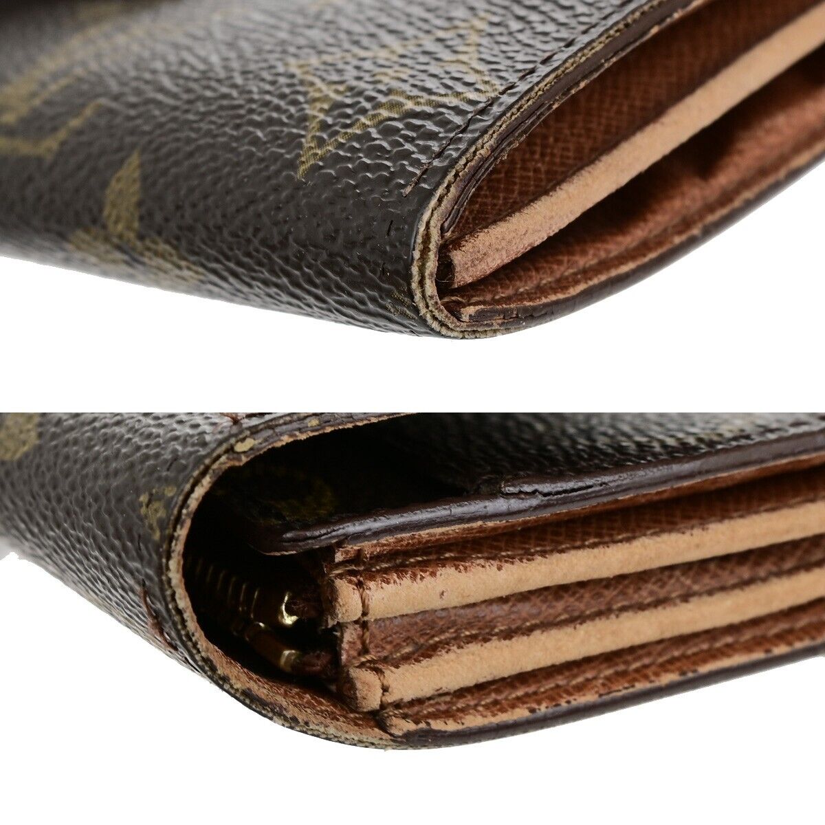 LOUIS VUITTON 4 Set Long Bifold Wallet Purse Monogram Leather Brown 36YF005