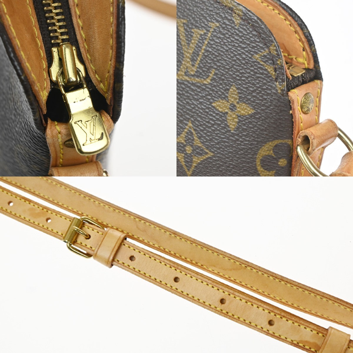 LOUIS VUITTON Logo Drouot Shoulder Bag Monogram Leather Brown M51290 77MA510