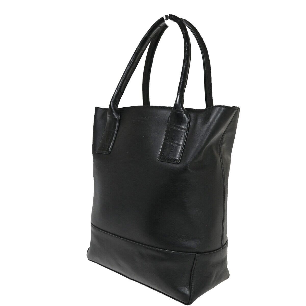 BOTTEGA VENETA Logo Shoulder Tote Bag embossing Leather Black Italy  75SH569