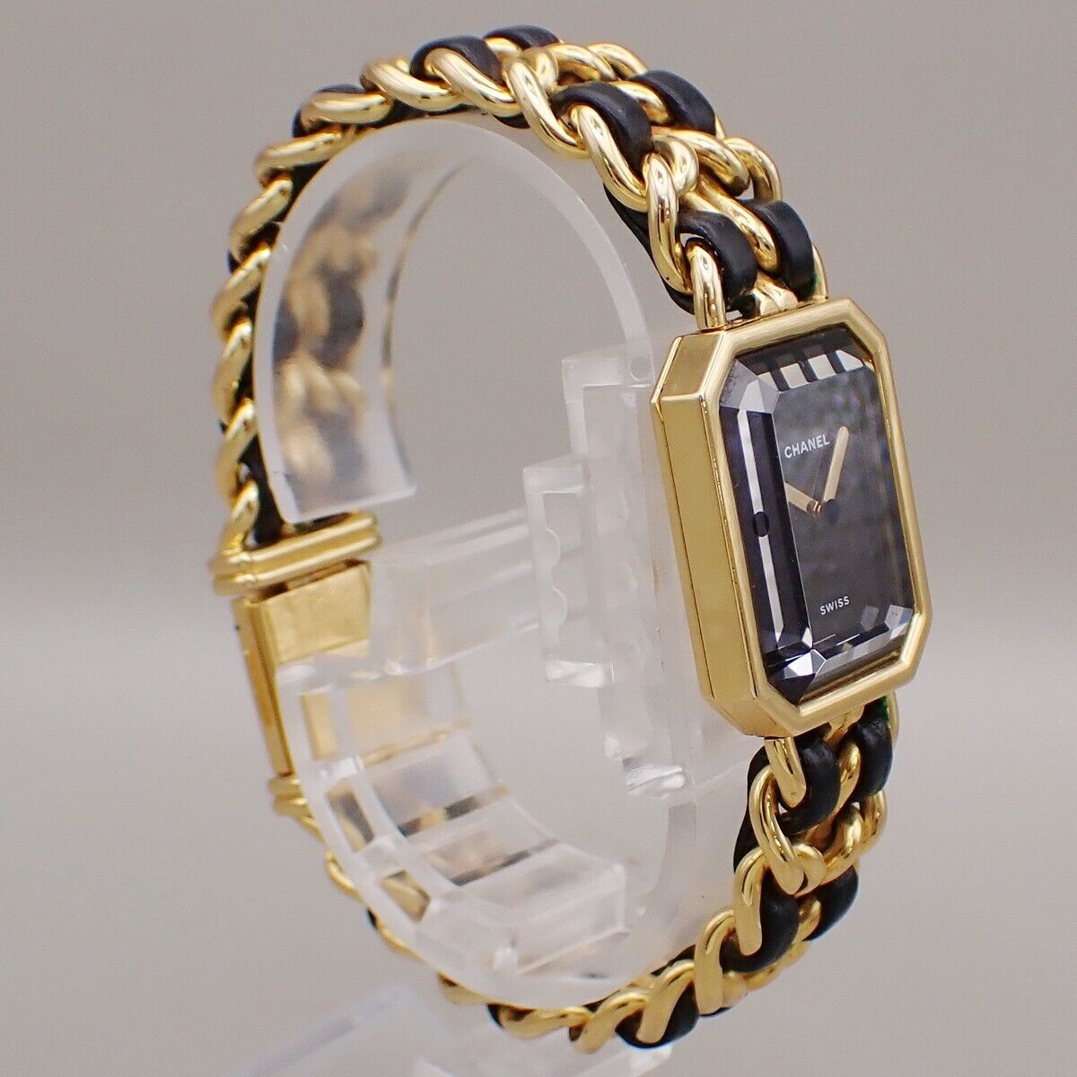 CHANEL Logo Premiere Watch H0001  # L Quartz Gold Plated Leather GHW 670RK948