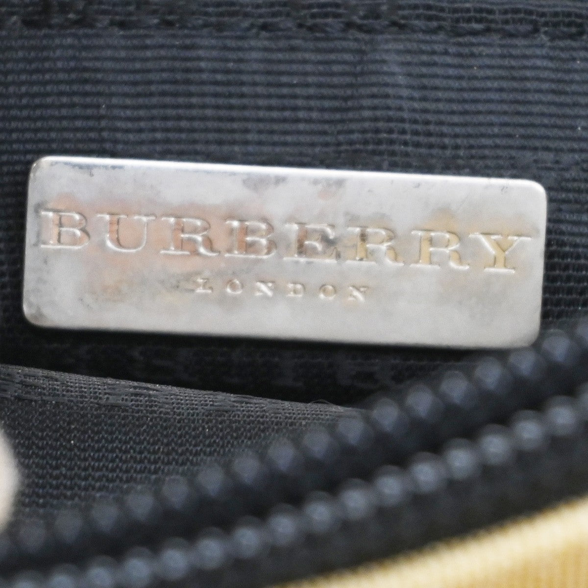 BURBERRY Logo Nova Check Hand Shoulder Bag Leather PVC Black Beige SHW 69KA989
