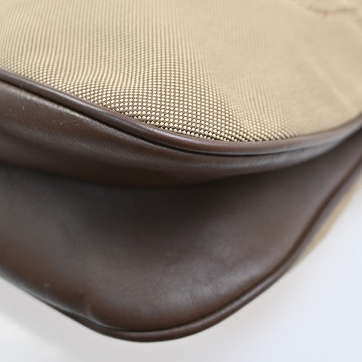 PRADA MILANO Logo Jacquard Shoulder Bag  Leather  Canvas  Brown 19SA060