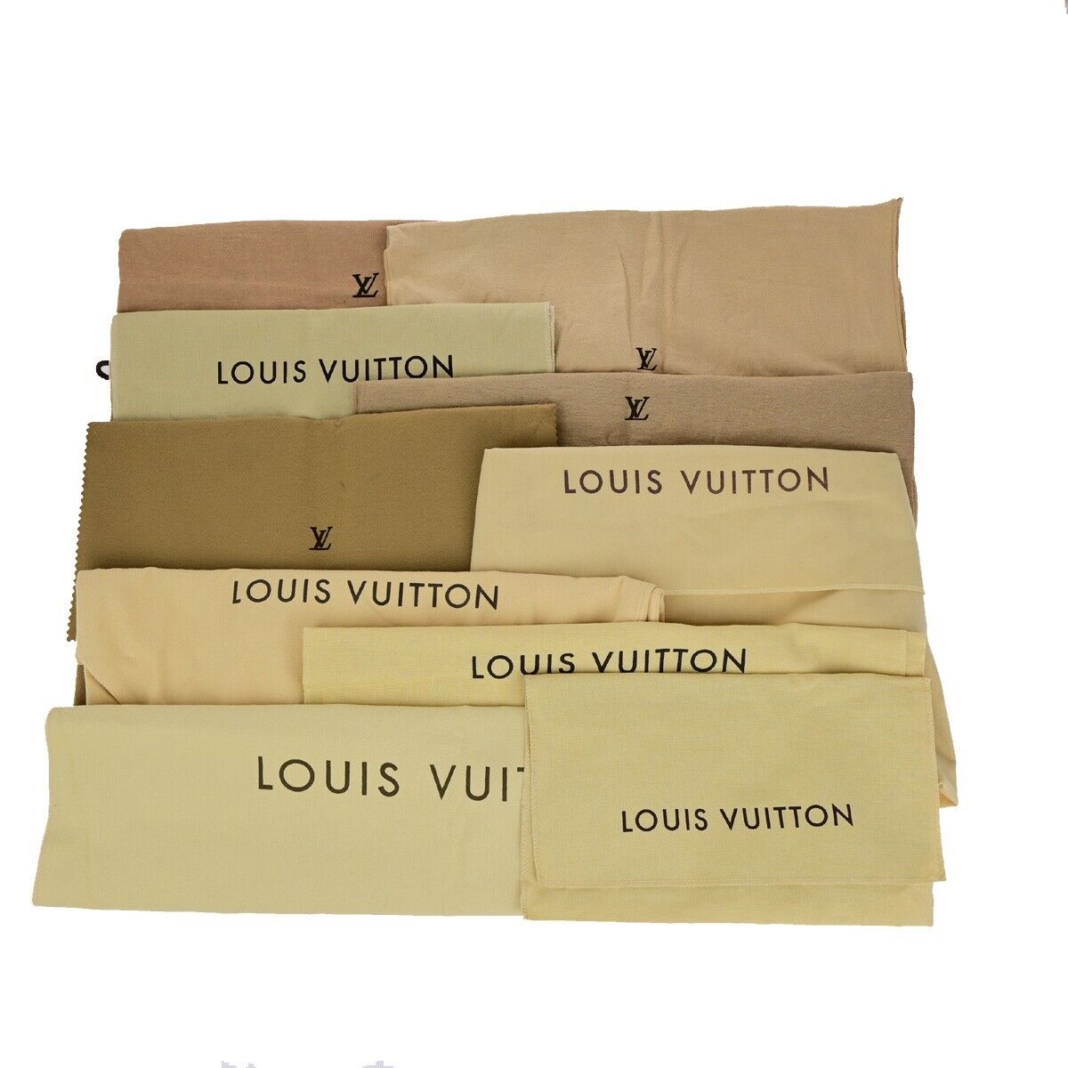 LOUIS VUITTON Logo 10 Set Dust Bag Drawstring Canvas Cotton Beige Brown 09EB418