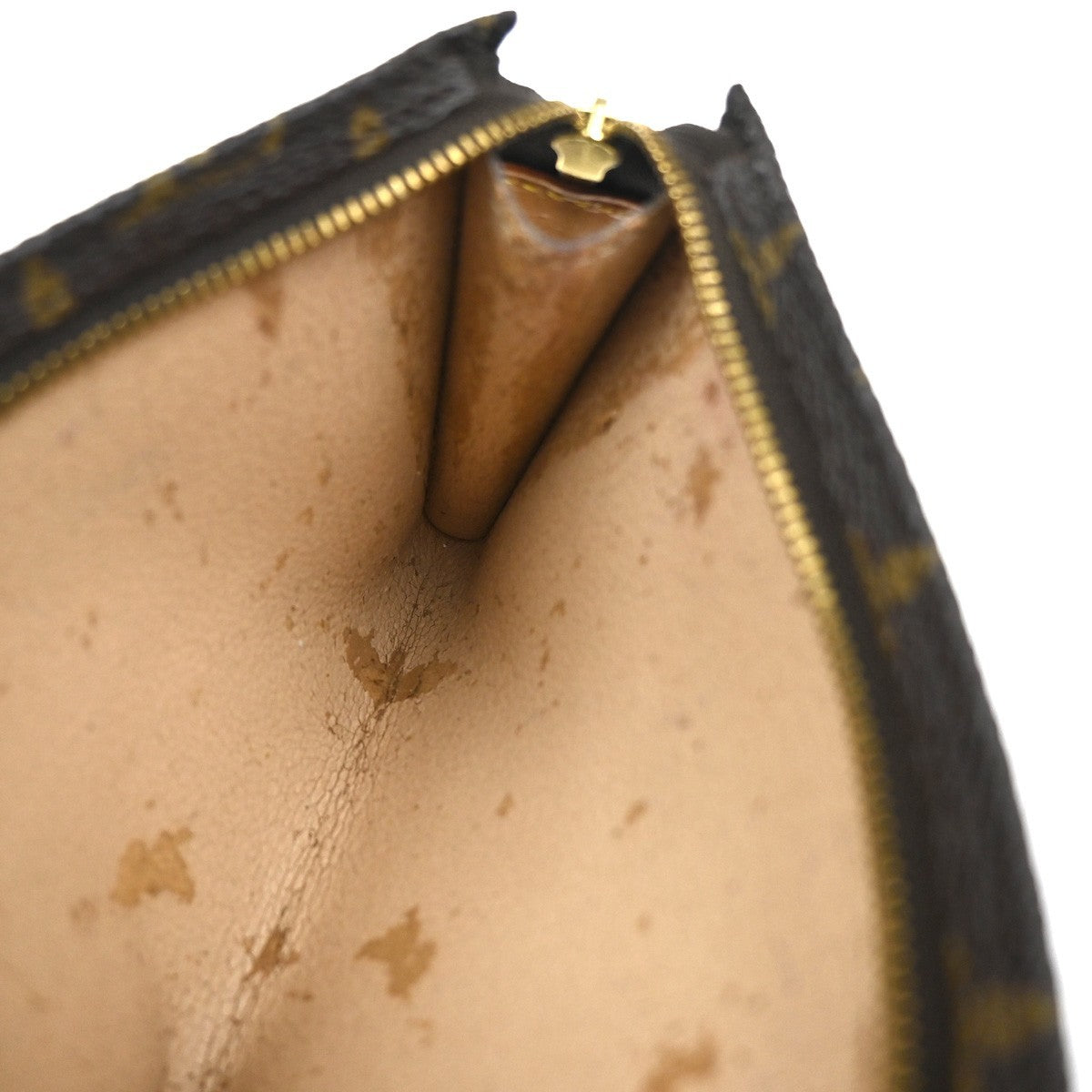 LOUIS VUITTON Logo BUCKET PM Pouch Bag Monogram Leather Brown France 05KP598