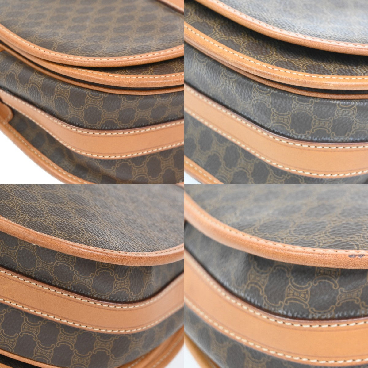 CELINE Logo Macadam Crossbody Shoulder Bag PVC Leather Brown Italy 35KC353
