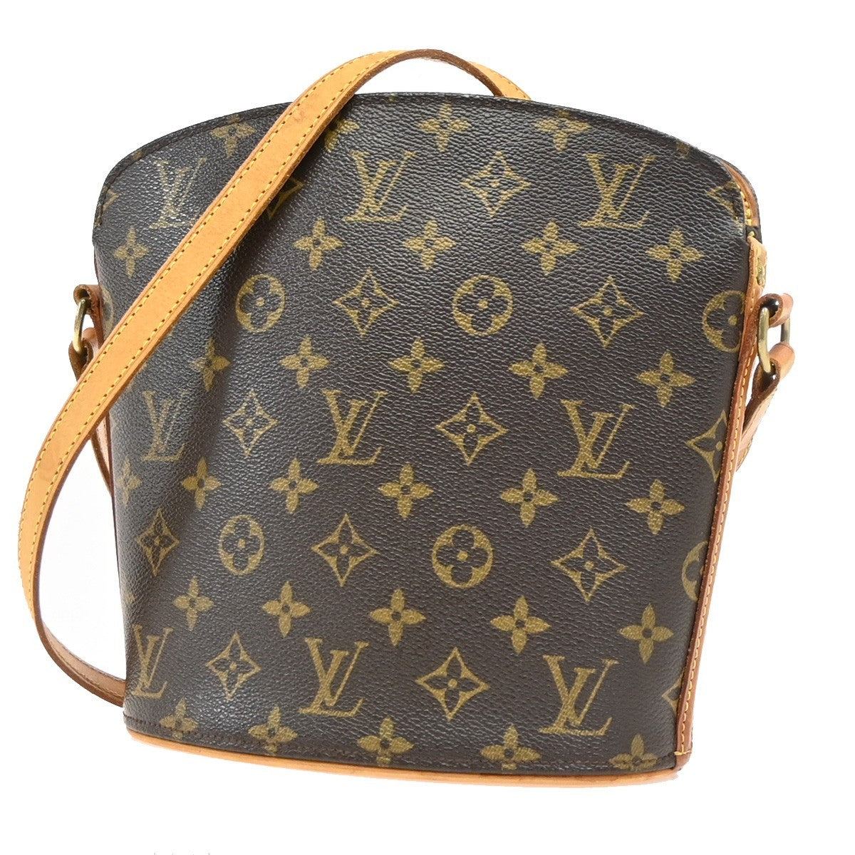 LOUIS VUITTON Logo Drouot Shoulder Bag Monogram Leather Brown M51290 79PA009