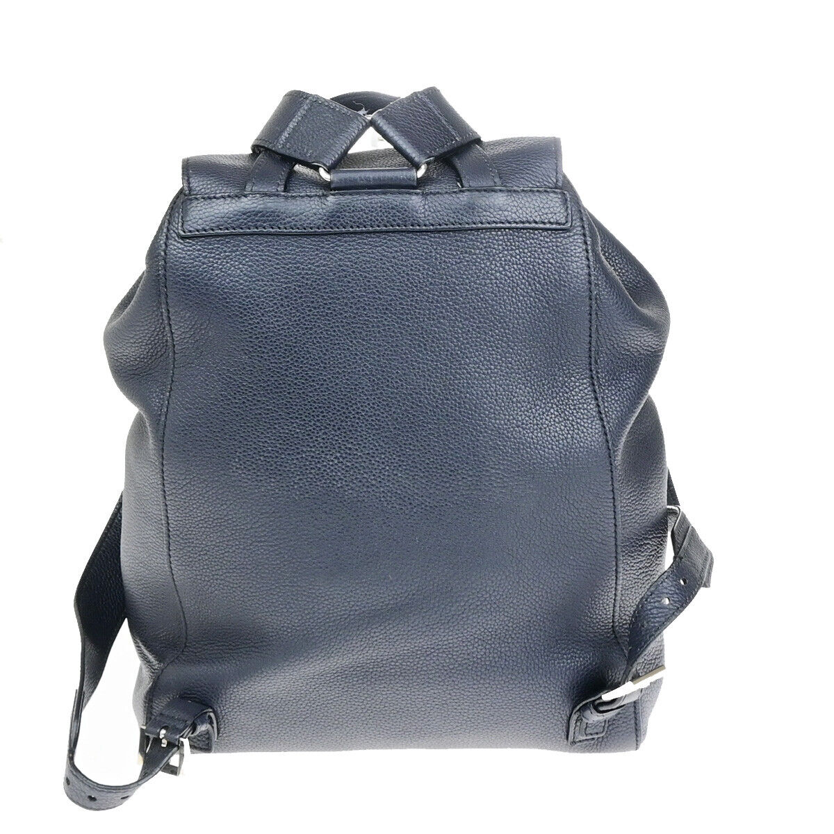 PRADA Logo Backpack Bag Leather Navy Blue Baltico Silver Italy 667RK115