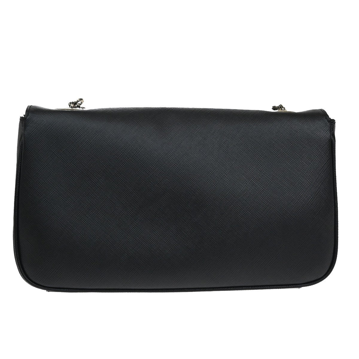 SALVATORE FERRAGAMO Logo Gancini Chain Shoulder Bag Leather Black SHW 33YH542