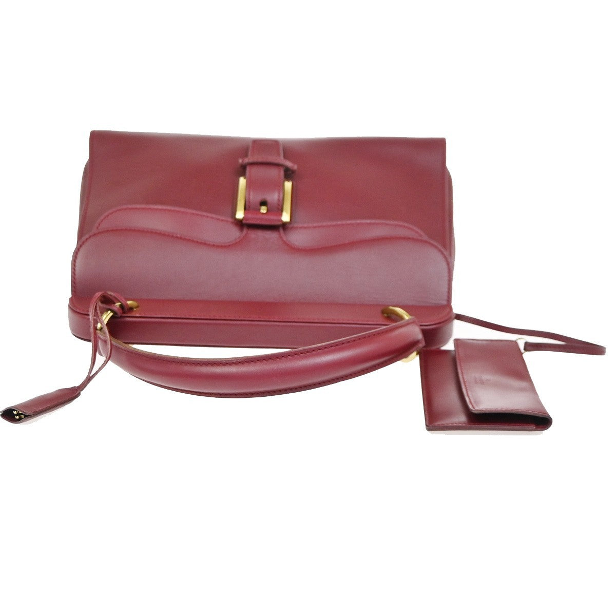 GUCCI Logo Top Handle Shoulder Hand Bag Leather Red GHW Italy 70KC634