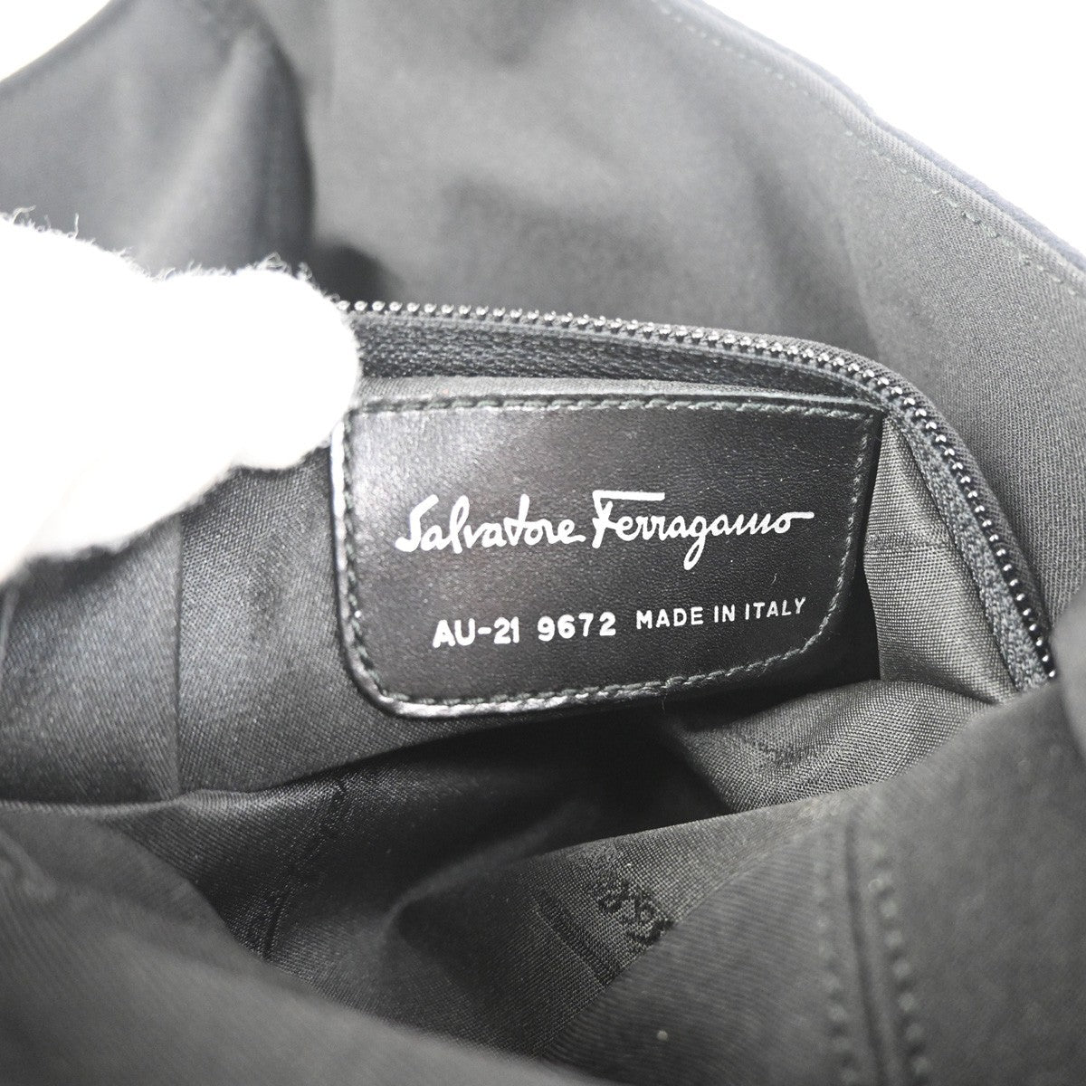 SALVATORE FERRAGAMO Reversible Hand Tote Bag Suede Nylon Black SHW Italy 68ZA345