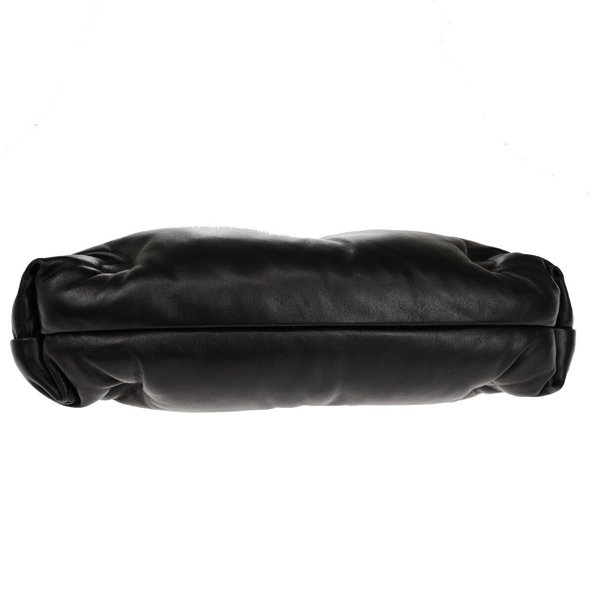 MAISON MARGIELA Logo Glam Slam Chain Clutch Hand Bag Leather Black Silve 40RF146