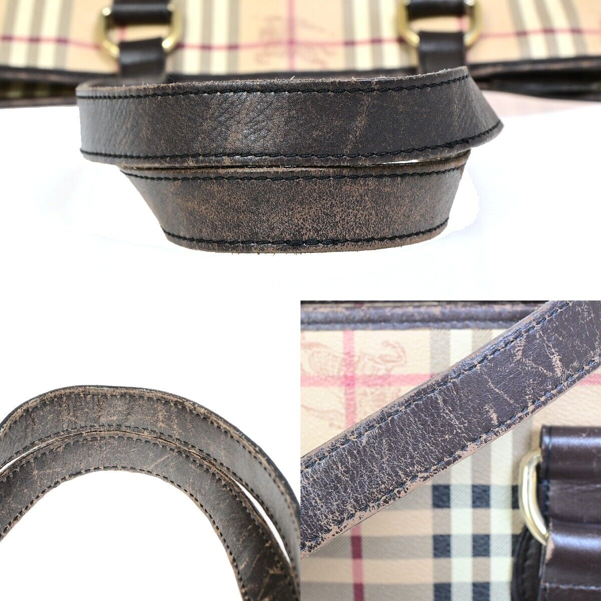 BURBERRY Logo Nova Check Shoulder Tote Bag Canvas Leather Beige Brown 67SJ006
