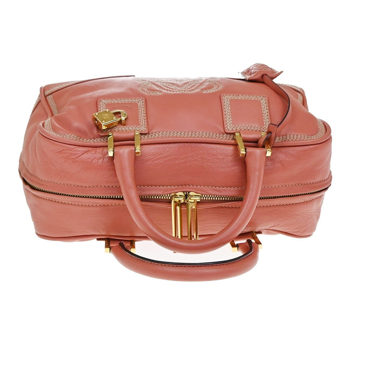 LOEWE Logo Anagram Amazona Hand Bag Leather Pink GHW Spain 92CA337