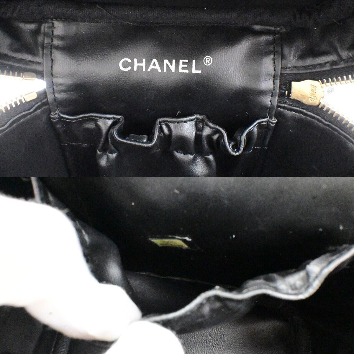 CHANEL CC Vanity Cosmetic Hand Bag Grained Calfskin Leather Black GHW 666RK912