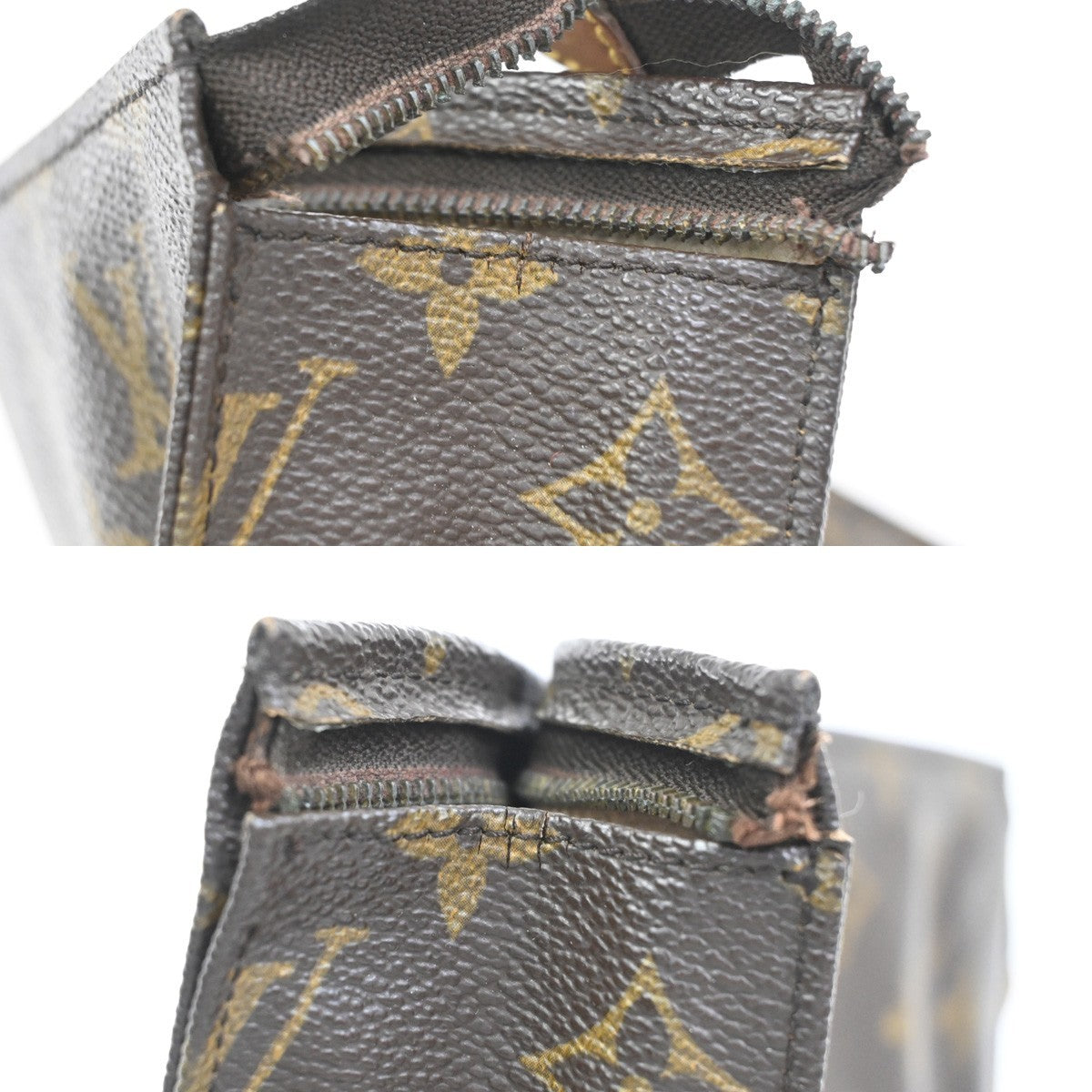 LOUIS VUITTON 2 Set Poche Toilette 26 Clutch Bag Monogram Leather Brown 02CA916