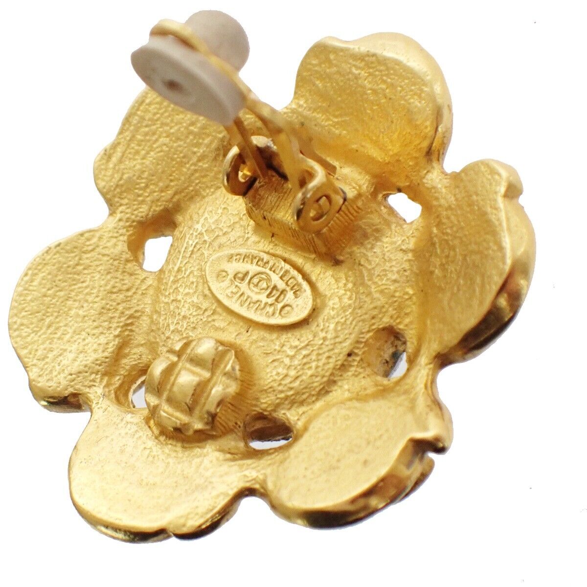 CHANEL CC Logo Button Earrings Clip-On 04P GHW France Vintage Accessory 31YD431