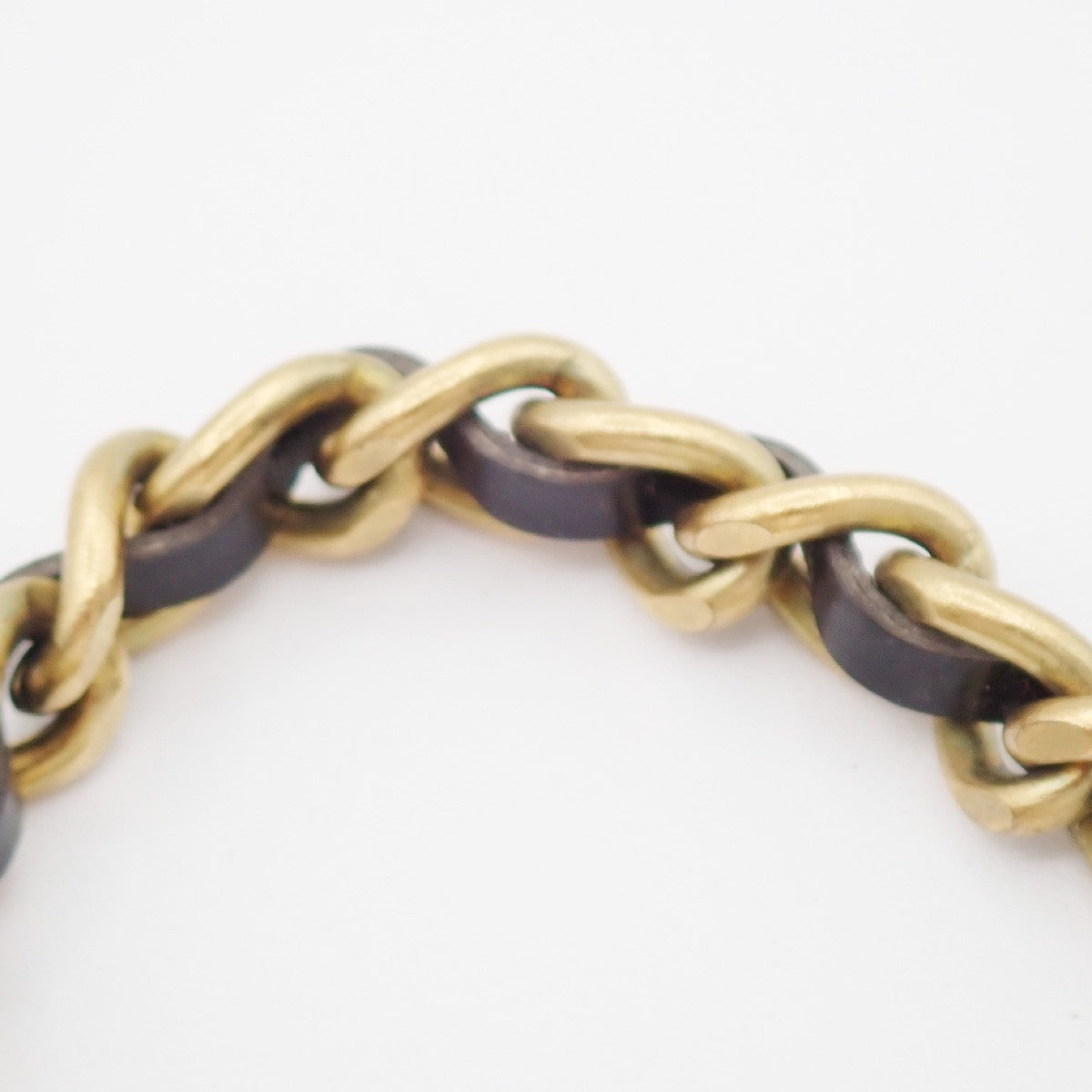 CHANEL CC Rhinestone Chain Bracelet Anklet Leather 95P GHW Black Vintage 12RL959