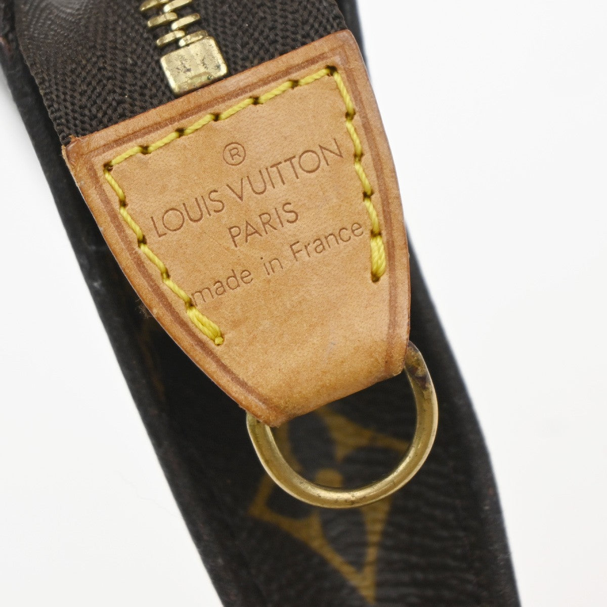 LOUIS VUITTON Logo BUCKET PM Pouch Bag Monogram Leather Brown France 60KP599