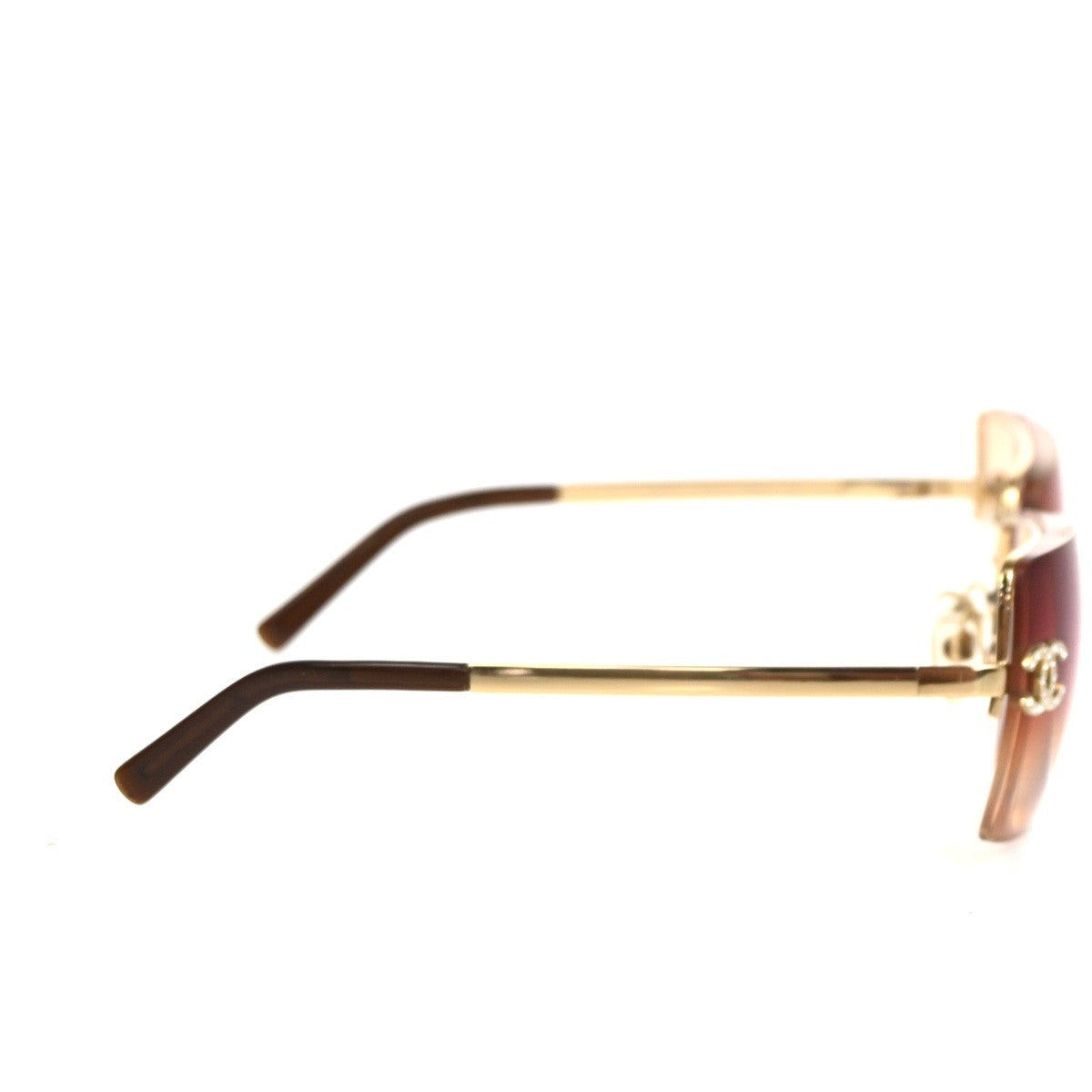 CHANEL CC Logo Rhinestone Rimless Sunglasses 4092-B Plastic Metal GHW 63RL930
